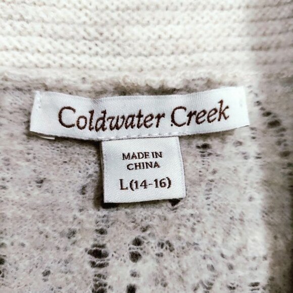 Coldwater Creek Wool Long Cardigan Beige & Gray Alpine Scenic Artsey - Picture 4 of 15